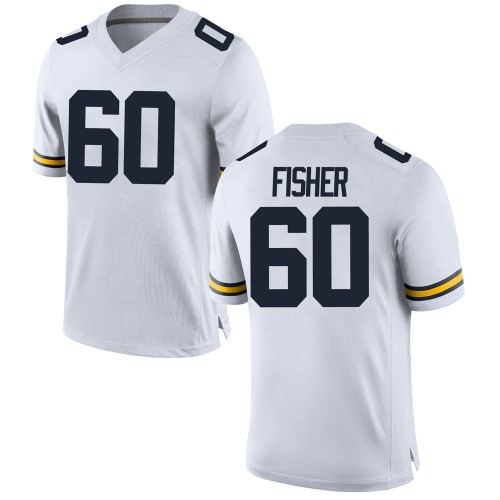 Luke Fisher Michigan Wolverines Youth NCAA #60 White Game Brand Jordan College Stitched Football Jersey TDL3554QZ